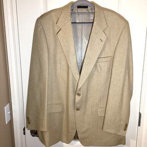 Oscar De La Renta Men's Light Colored Silk Wool Blazer Size 46 Tall Long Casual